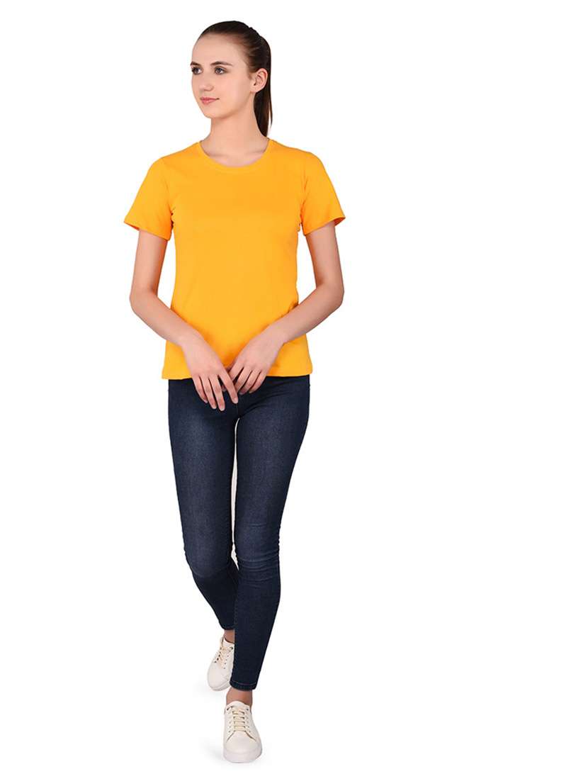 women solid round neck t-shirt - 20842253 -  Standard Image - 4
