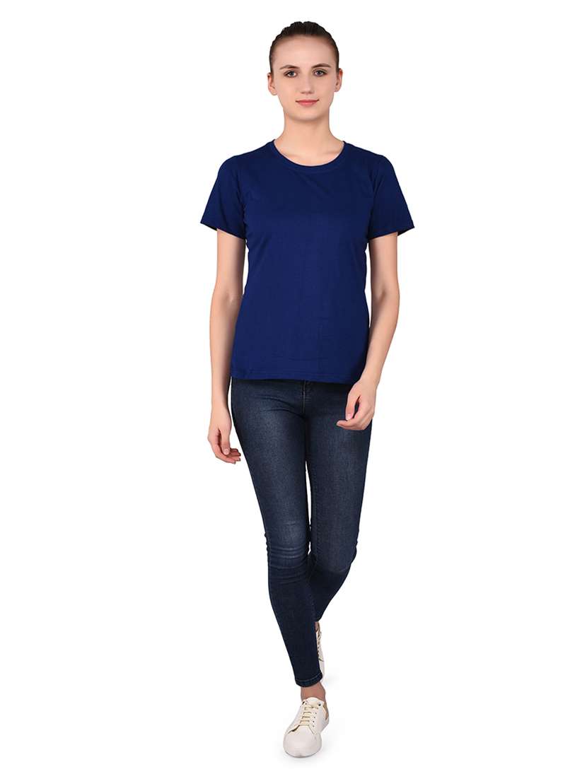women solid round neck t-shirt - 20842255 -  Standard Image - 4