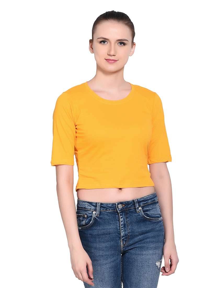 women solid round neck t-shirt