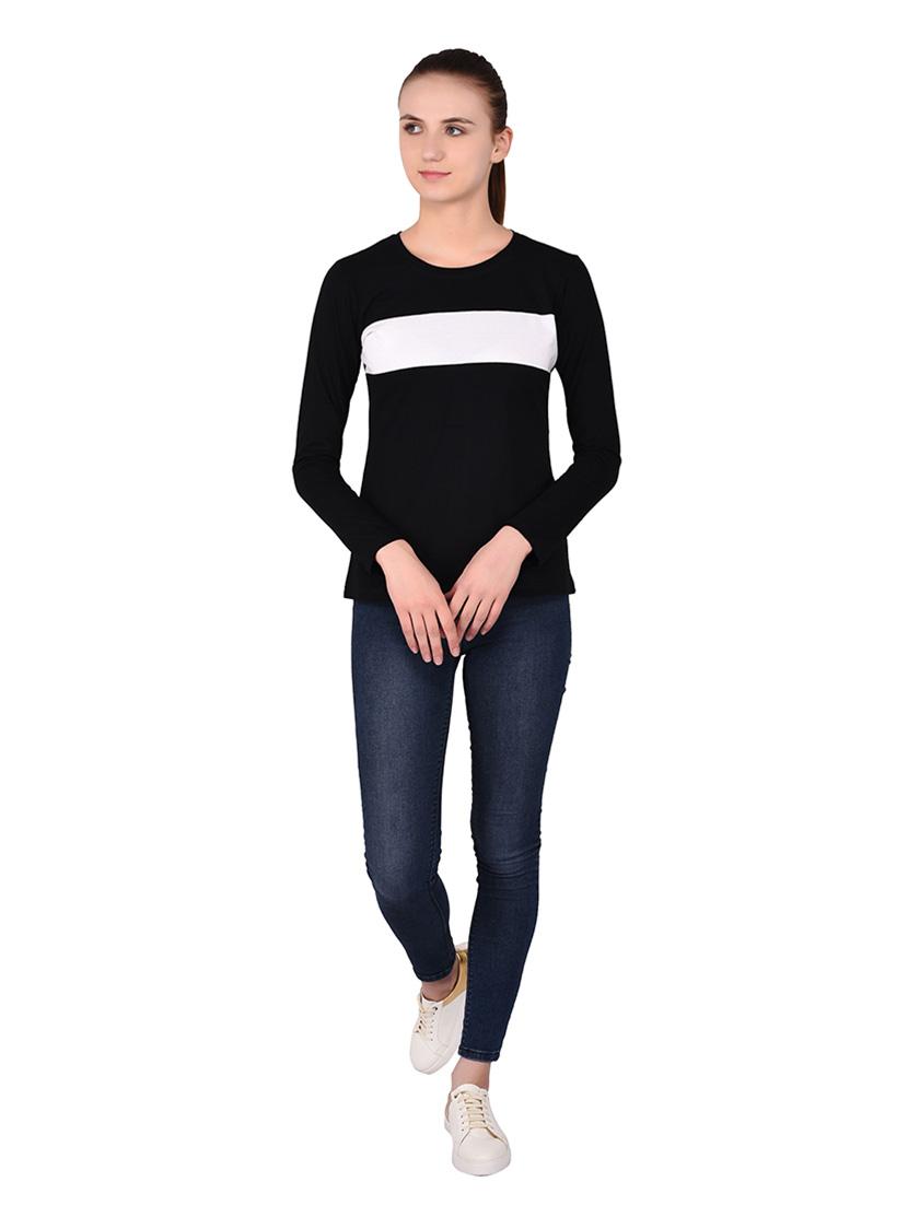 women color block round neck t-shirt - 20842261 - Standard Image - 4