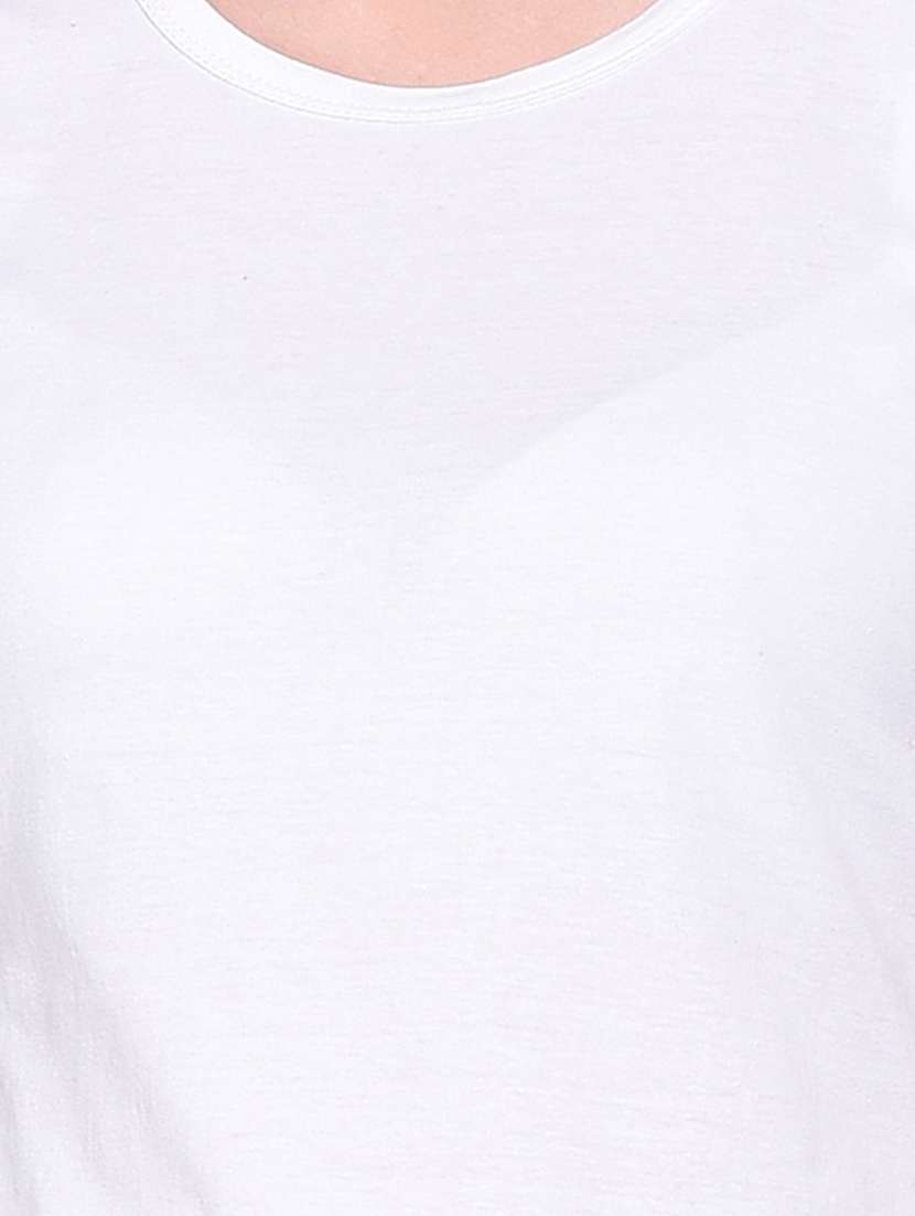 white cotton blend plain t-shirt - 20842269 -  Standard Image - 4