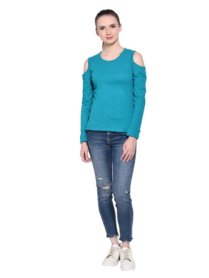 women solid round neck t-shirt - 20842272 -  Standard Image - 4