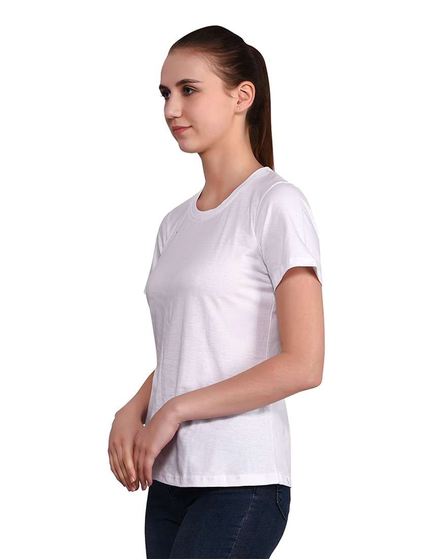women solid round neck t-shirt - 20842274 -  Standard Image - 1