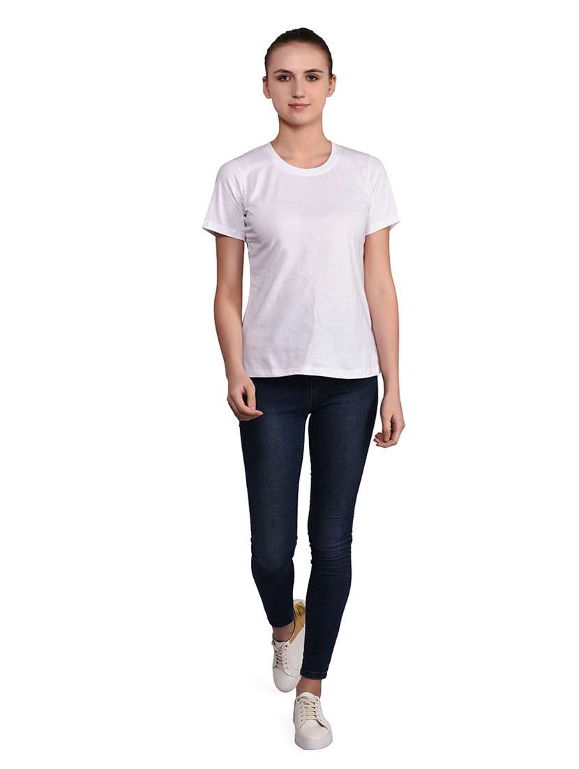 women solid round neck t-shirt - 20842274 -  Standard Image - 4