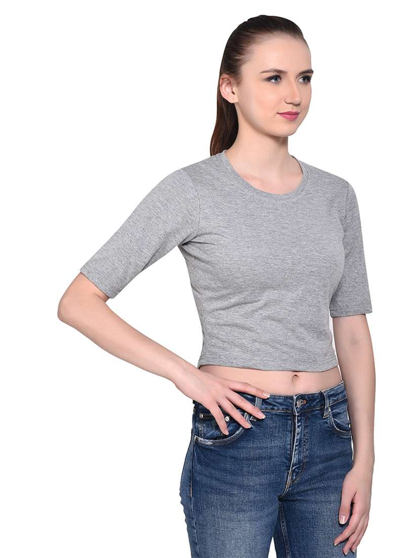 women solid round neck t-shirt - 20842276 - Standard Image - 1