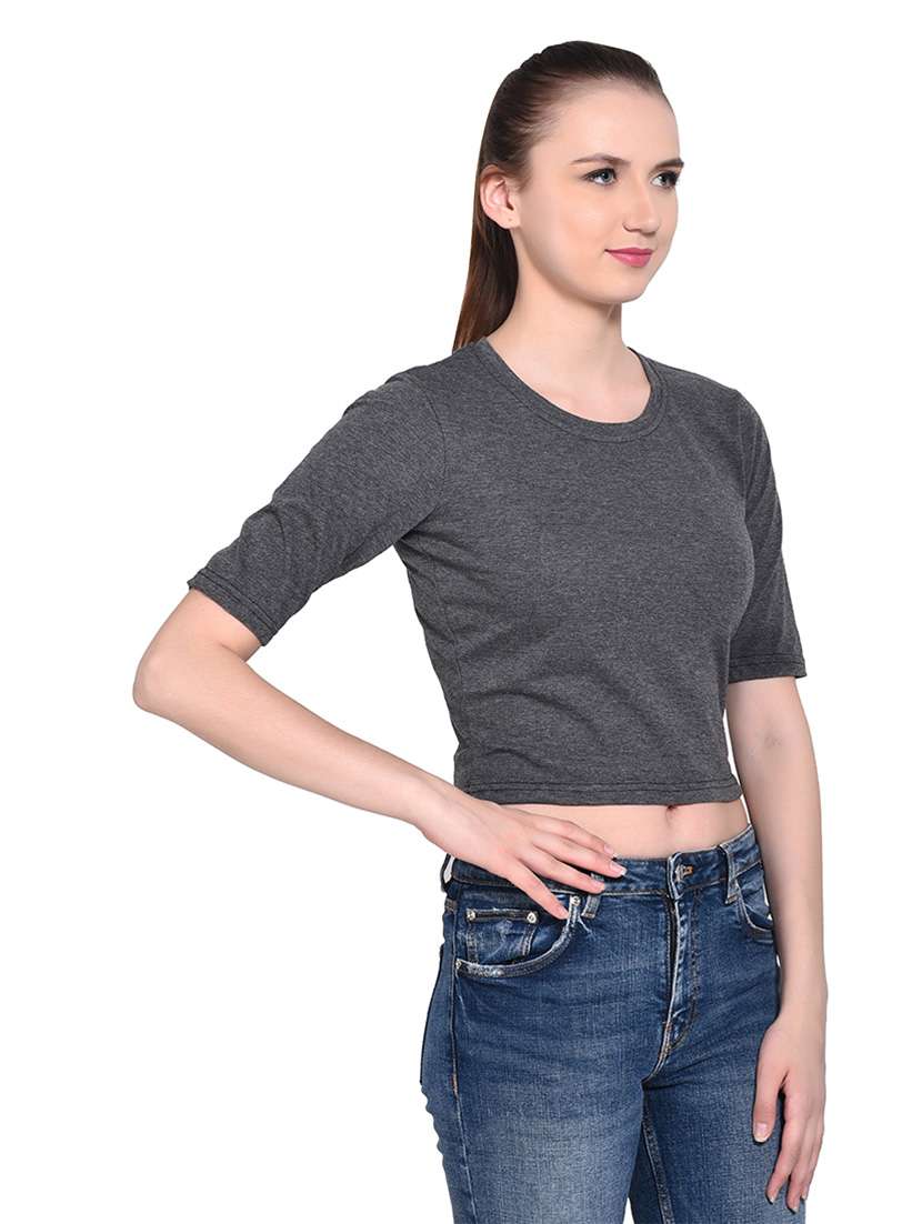 women solid round neck t-shirt - 20842277 - Standard Image - 1