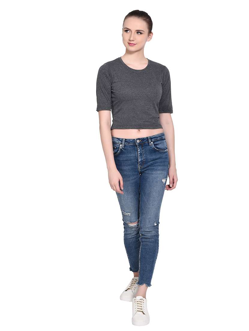 women solid round neck t-shirt - 20842277 - Standard Image - 4