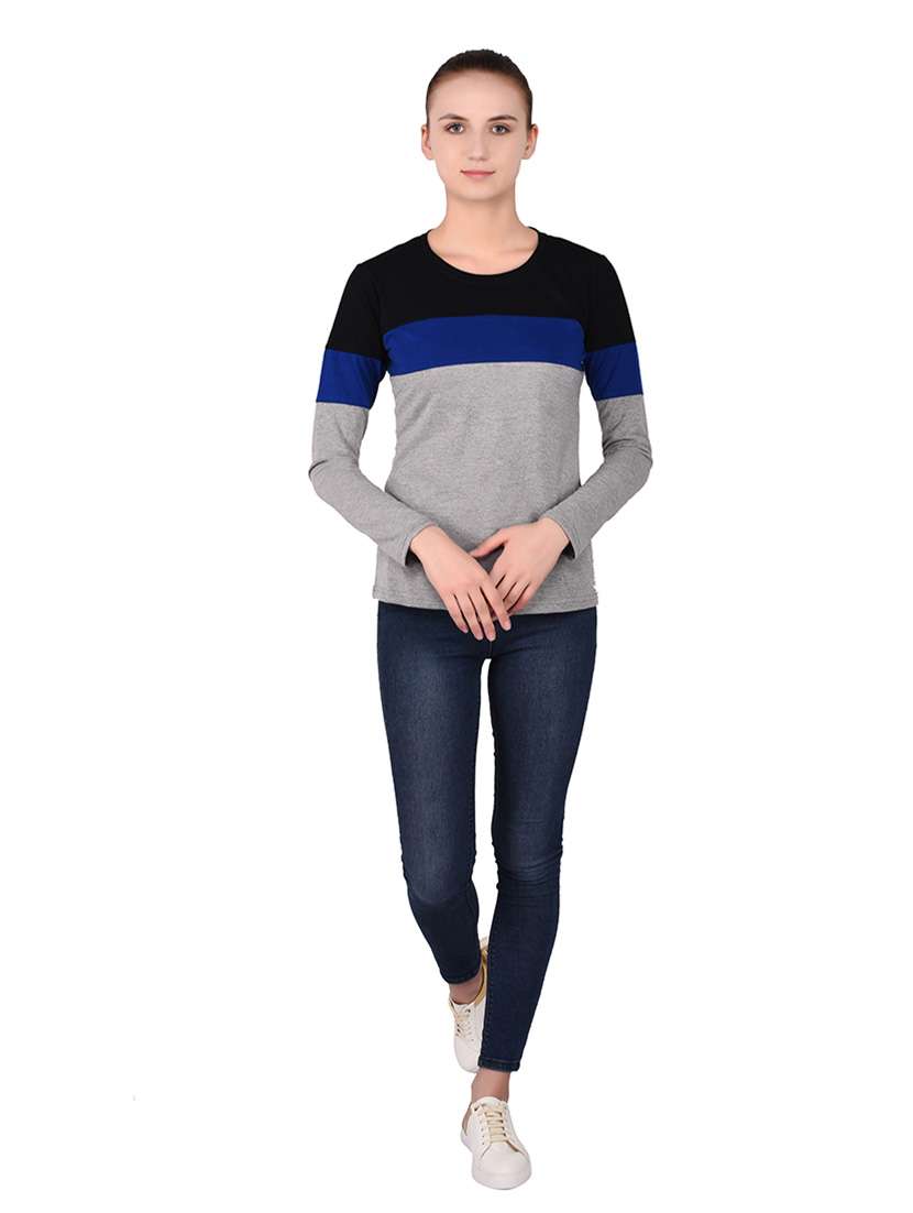 women color block round neck t-shirt - 20842278 -  Standard Image - 4