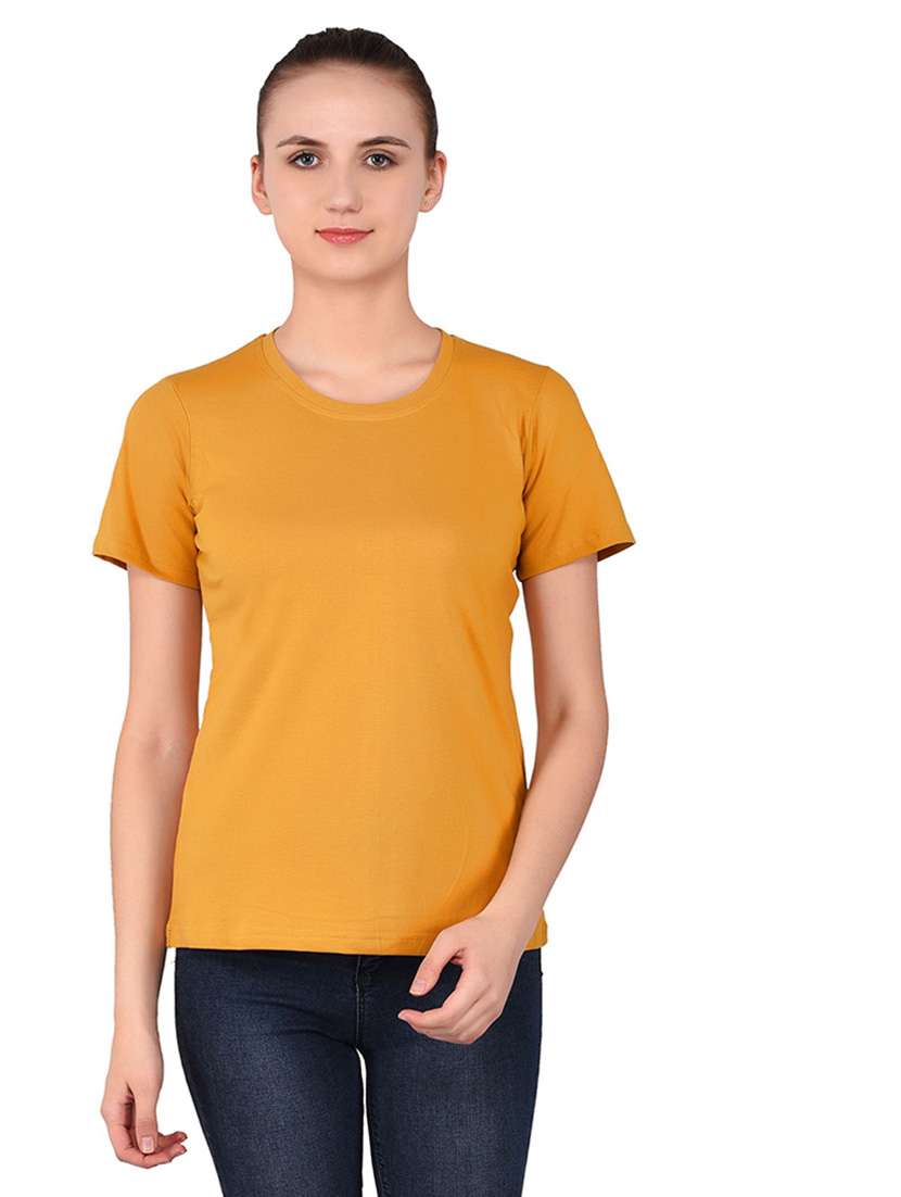 women solid round neck t-shirt