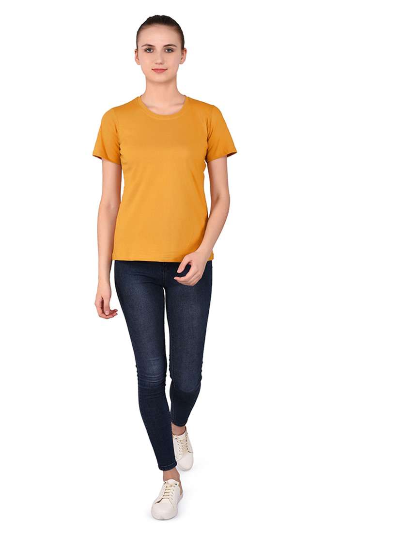 women solid round neck t-shirt - 20842279 -  Standard Image - 4