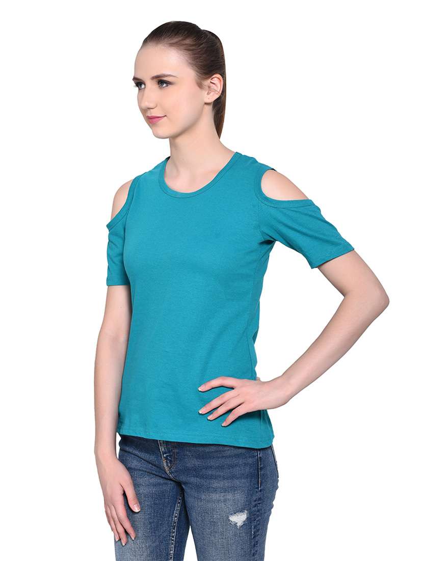 women solid round neck t-shirt - 20842283 -  Standard Image - 1