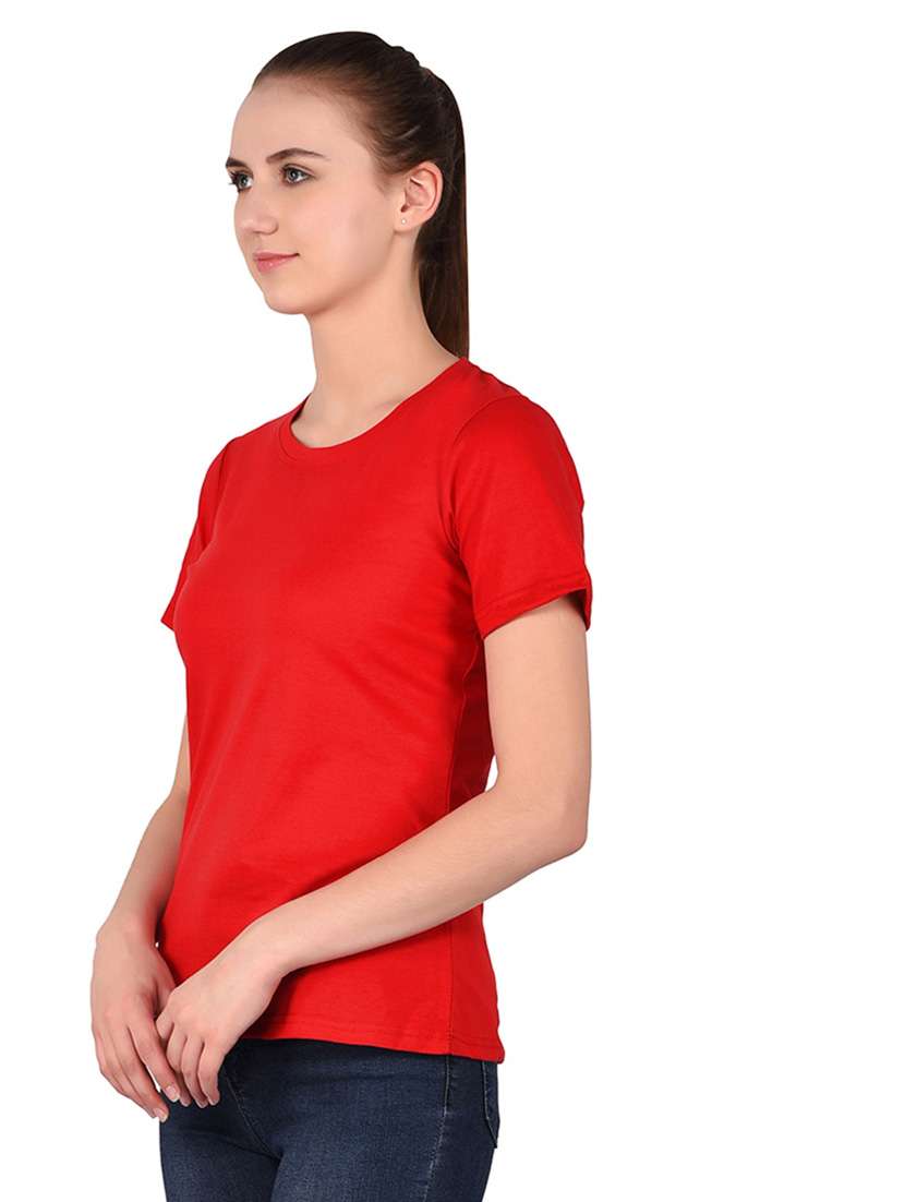 women solid round neck t-shirt - 20842285 -  Standard Image - 1