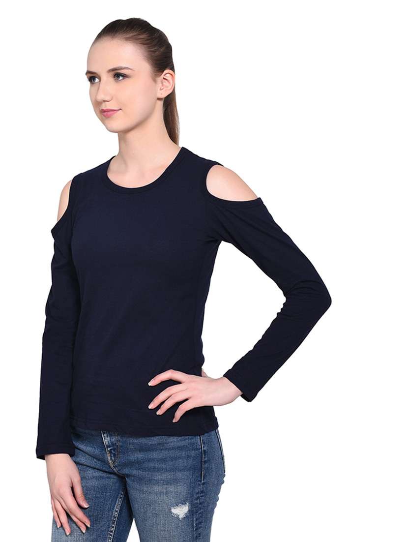 women solid round neck t-shirt - 20842294 -  Standard Image - 1