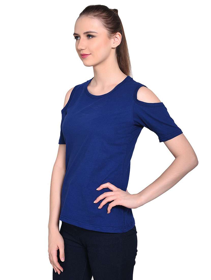 blue cotton blend plain t-shirt - 20842295 -  Standard Image - 1