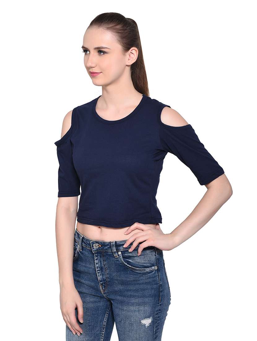 women solid round neck t-shirt - 20842296 -  Standard Image - 1