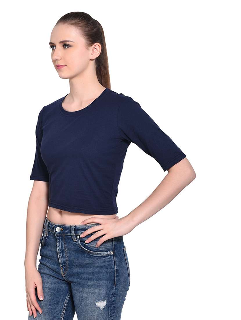 women solid round neck t-shirt - 20842297 -  Standard Image - 1