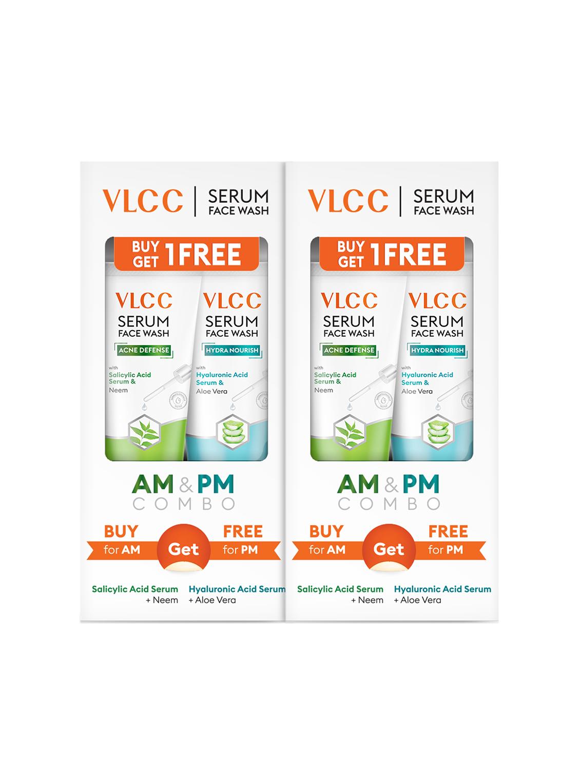 vlcc salicylic acid & neem serum facewash for am ( 150ml ) & aloe vera serum facewash for pm ( 150ml ) ( b1g1 ) ( pack of 2 ) - 20842302 - Standard Image - 1