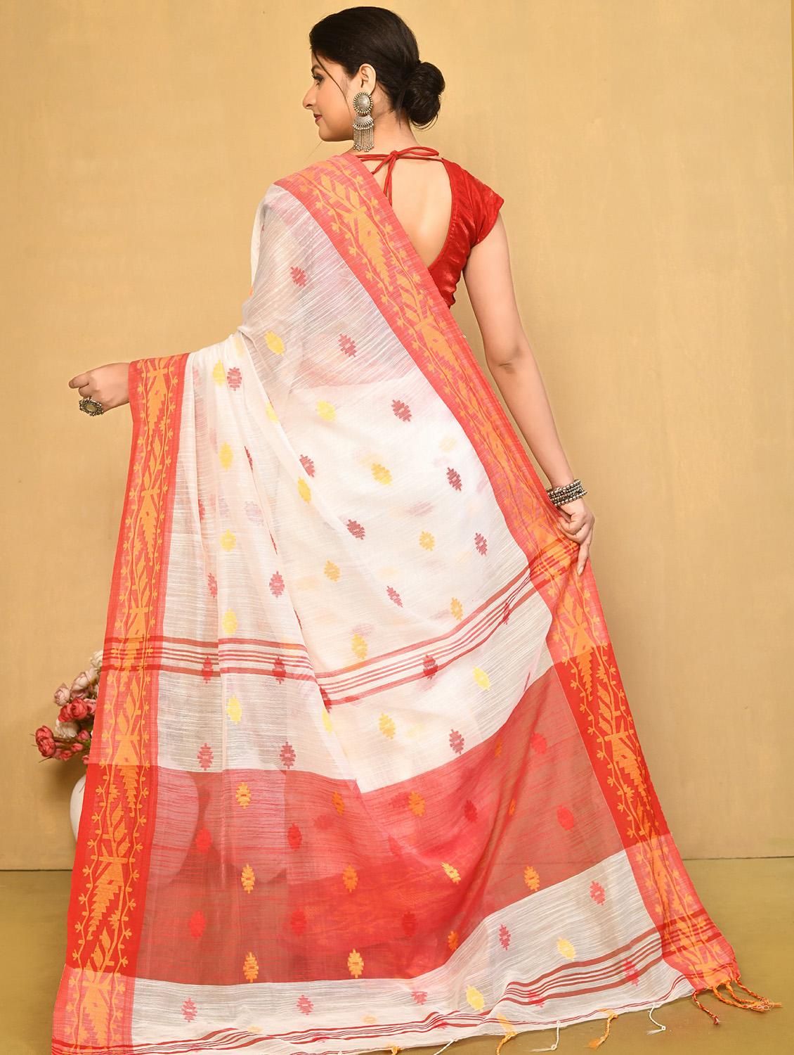 women white self design handloom saree - 20844405 - Standard Image - 1