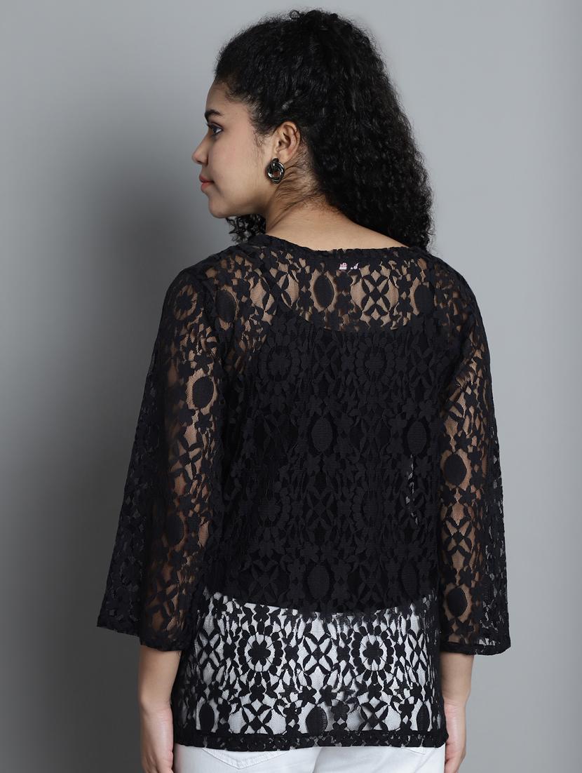women self design net regular shrug - 20844426 - Standard Image - 4