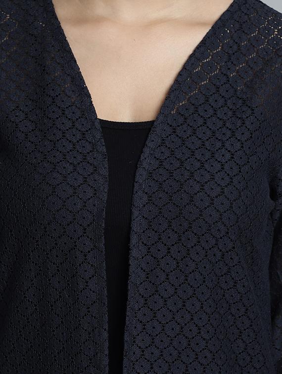 dark grey self design cotton blend shrug - 20844461 - Standard Image - 4