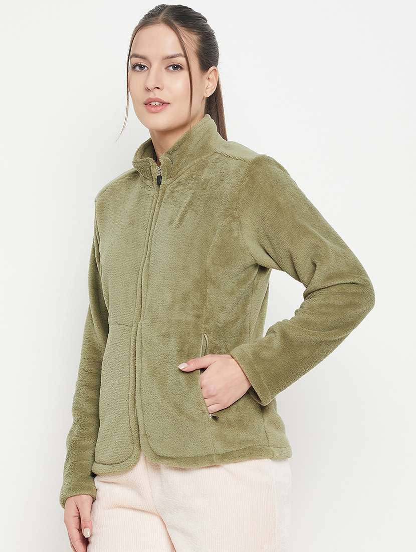 olive fleece plain sweatshirt - 20844482 -  Standard Image - 1