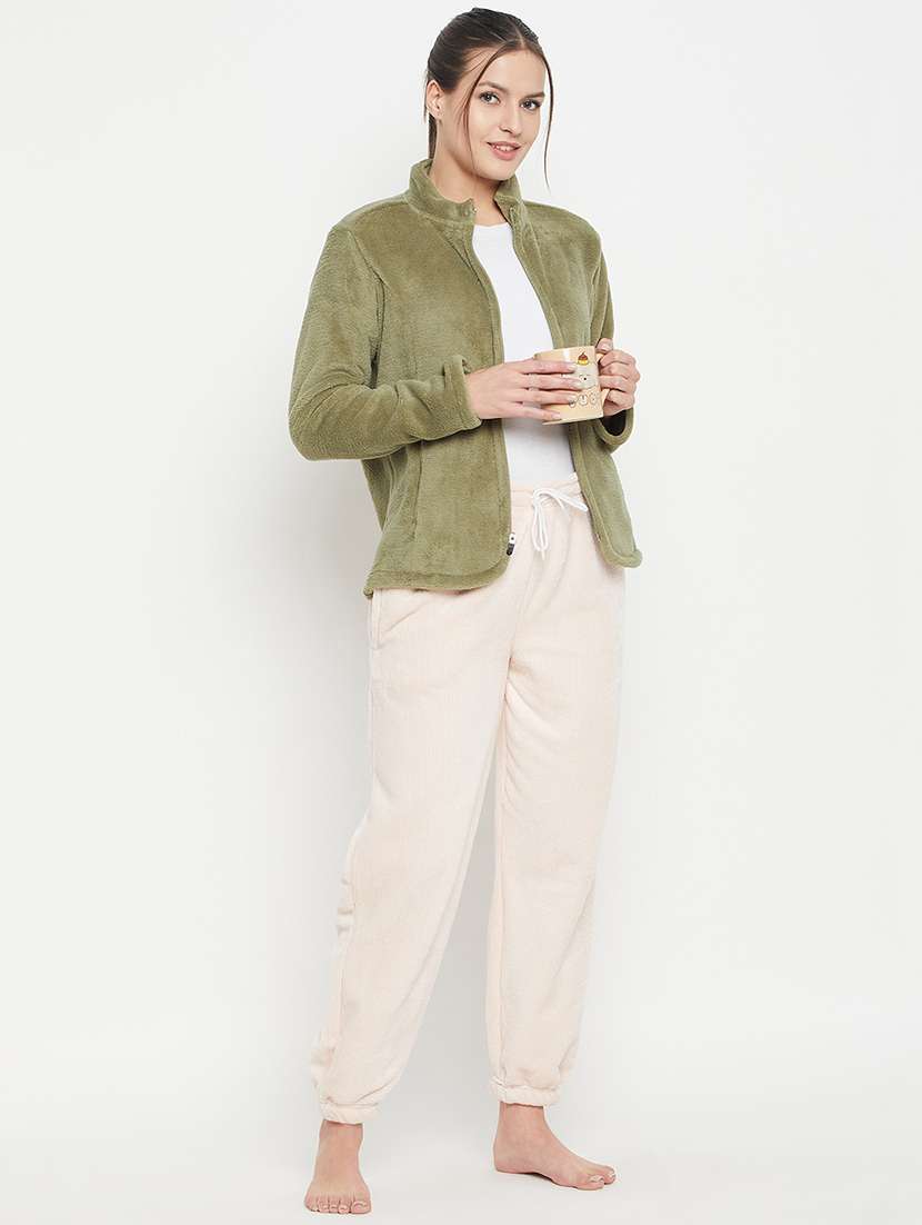 olive fleece plain sweatshirt - 20844482 -  Standard Image - 4