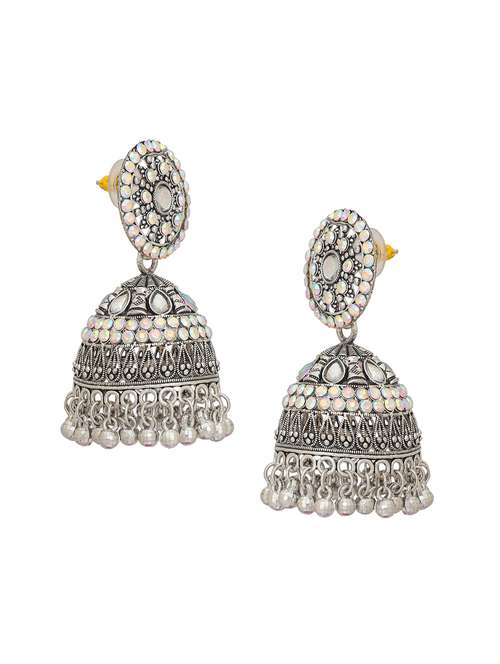 silver plated jhumka earrings - 20844541 - Standard Image - 0