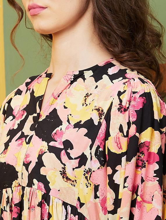 black floral printed a-line dress - 20844566 - Standard Image - 4