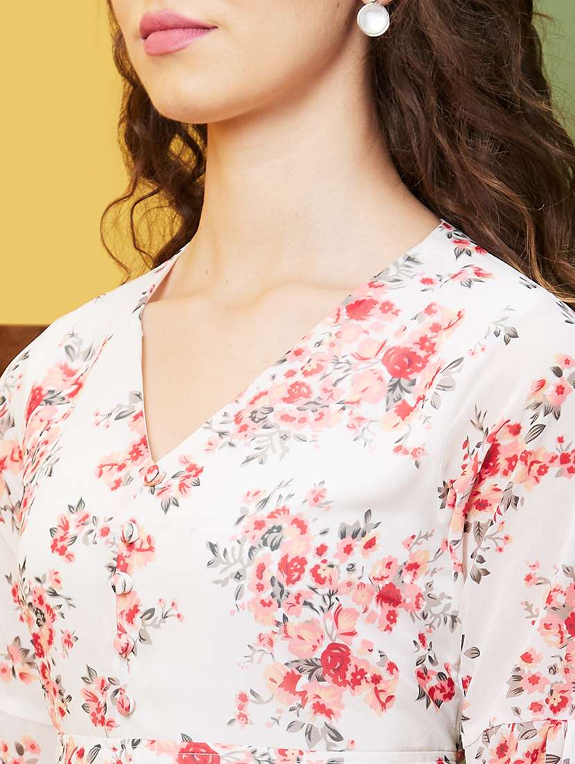 white floral printed peplum top - 20844589 -  Standard Image - 4