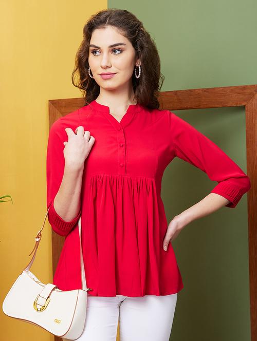 red solid regular top - 20844605 - Standard Image - 0