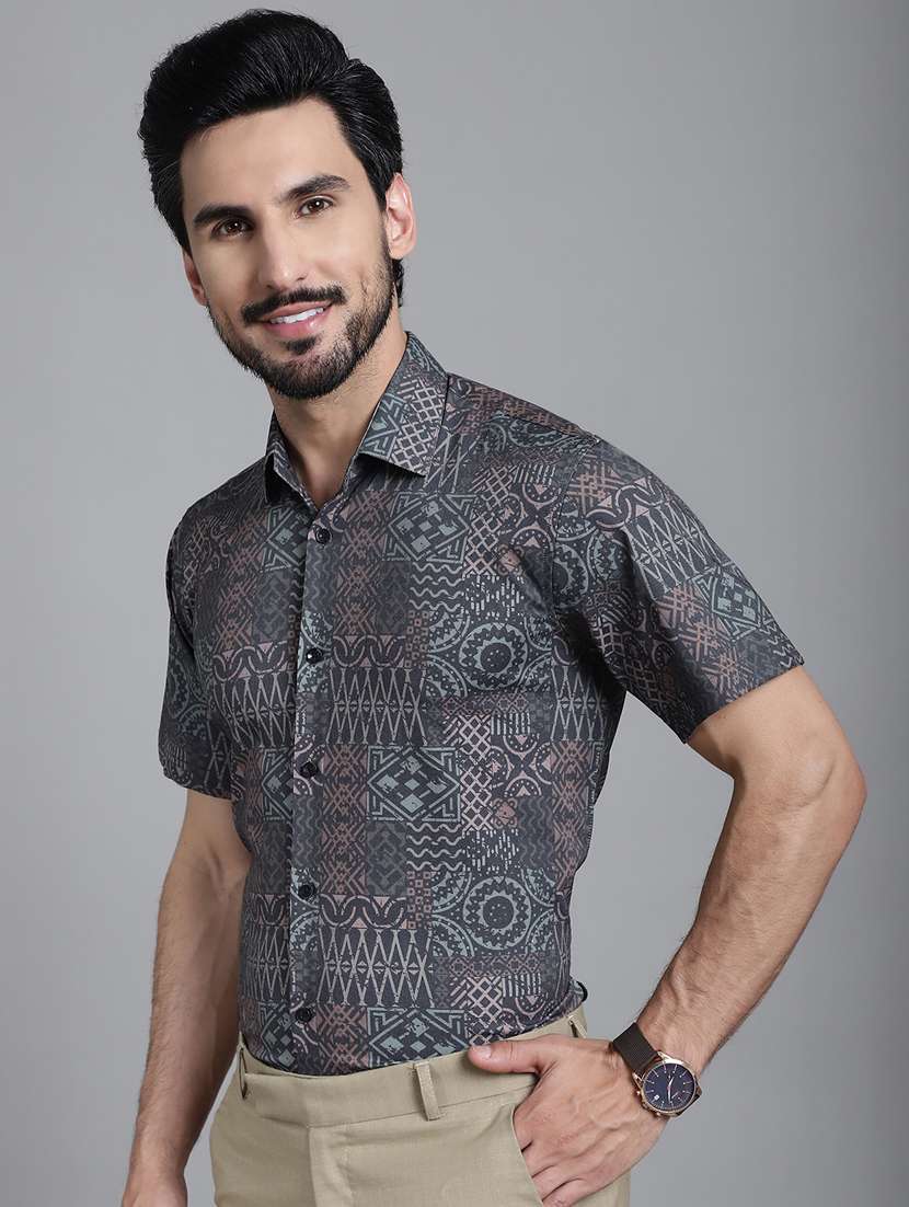 grey cotton formal shirt - 20844681 -  Standard Image - 1