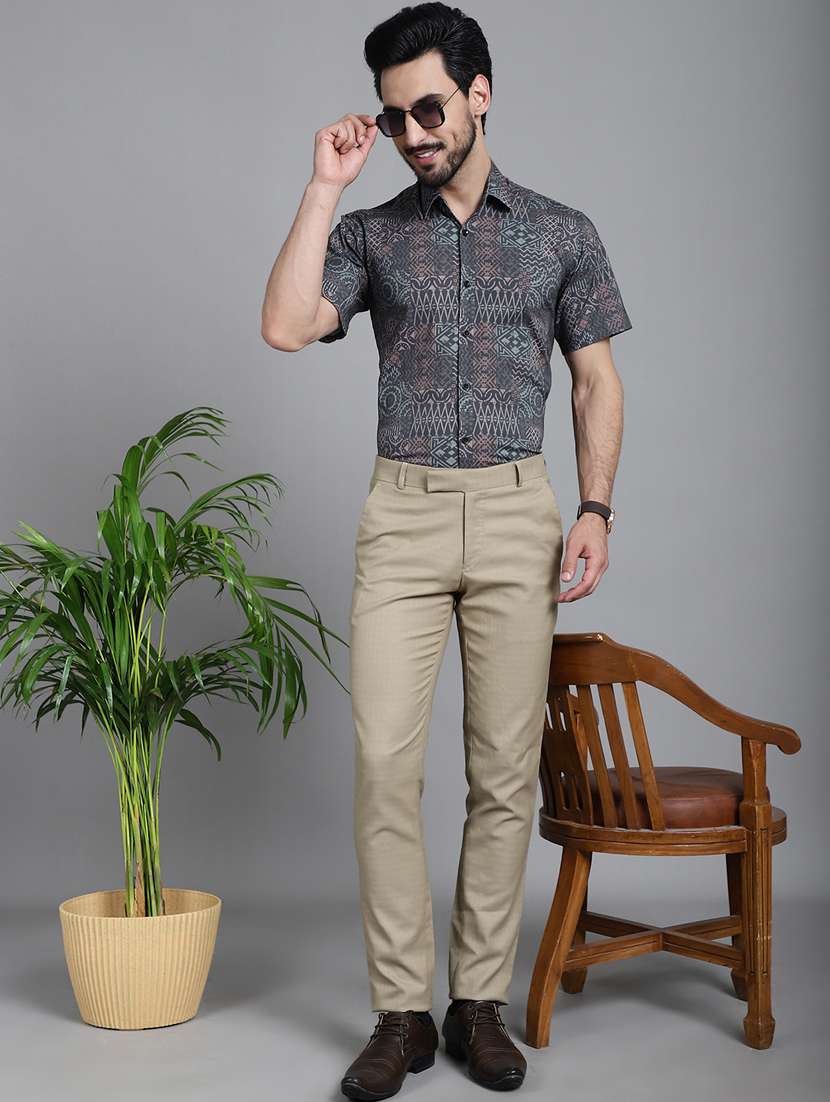 grey cotton formal shirt - 20844681 -  Standard Image - 4