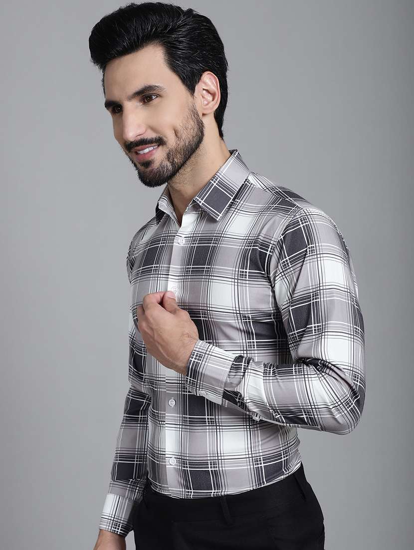 grey cotton formal shirt - 20844685 - Standard Image - 1