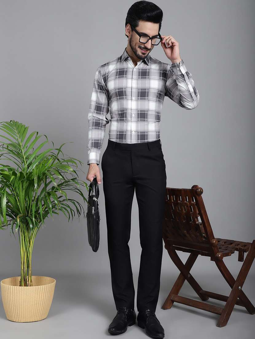 grey cotton formal shirt - 20844685 - Standard Image - 4