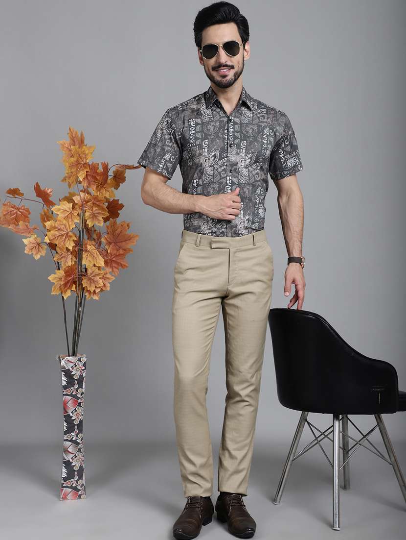 grey cotton casual shirt - 20844689 -  Standard Image - 4