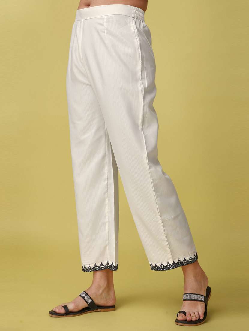 women off-white round neck kurta palazzo set with dupatta - 20845402 -  Standard Image - 4