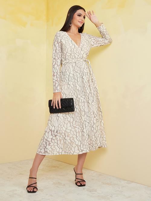 women beige self-designed a-line dress - 20846139 -  Standard Image - 0