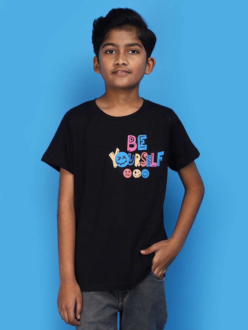 black cotton back print t-shirt