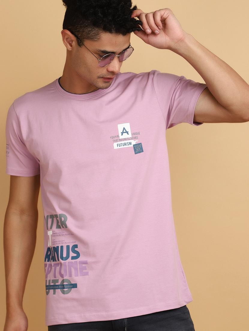 men round neck placement print t-shirt - 20846405 - Standard Image - 1