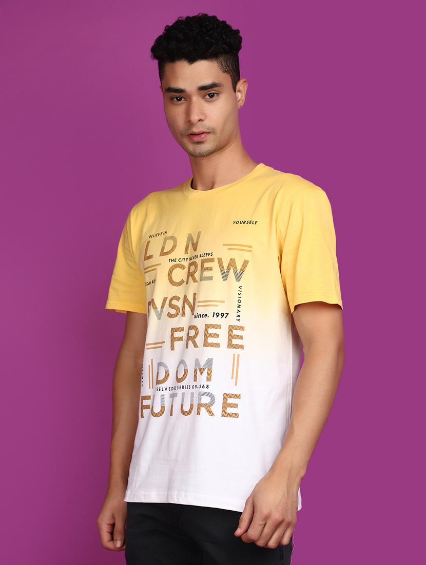 men round neck front printed t-shirt - 20846406 - Standard Image - 1