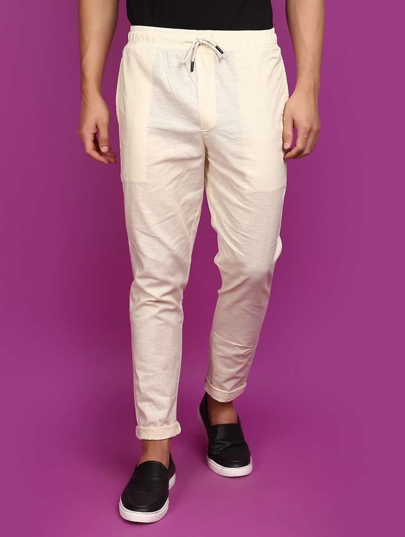 men solid ankle length chinos 