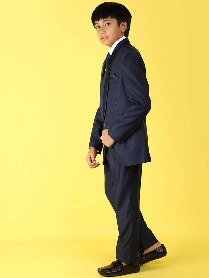 boys navy blue solid suit set - 20846446 -  Standard Image - 1