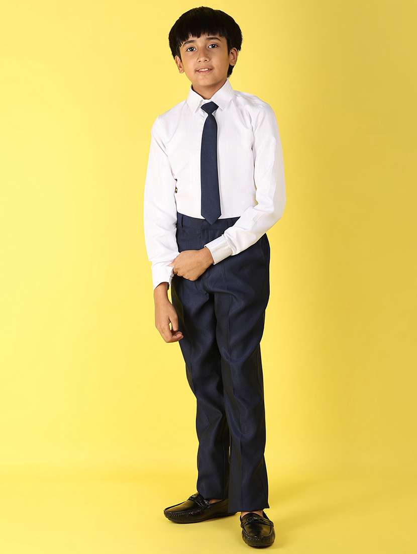 boys navy blue solid suit set - 20846446 -  Standard Image - 4