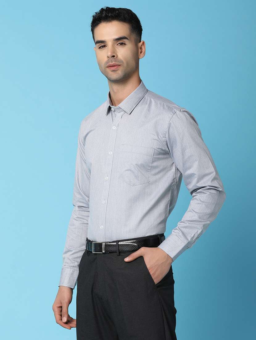 grey cotton formal shirt - 20846464 -  Standard Image - 1