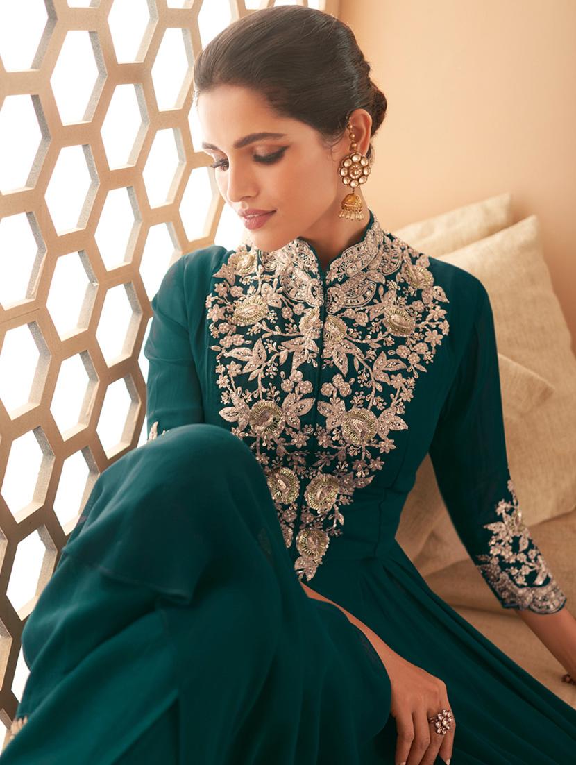 women green semi-stitched anarkali suits - 20846512 - Standard Image - 1