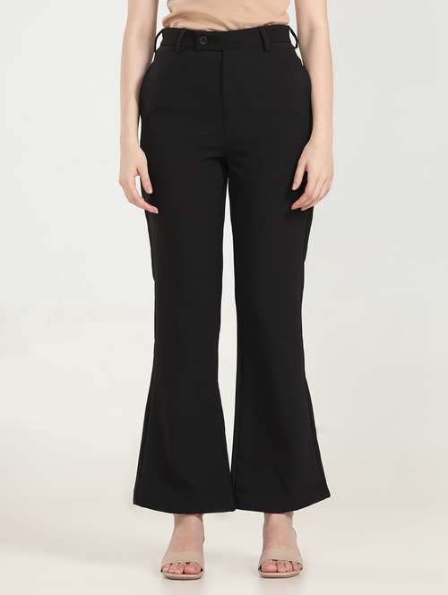 women solid flat front bootcut trouser - 20846541 - Standard Image - 0