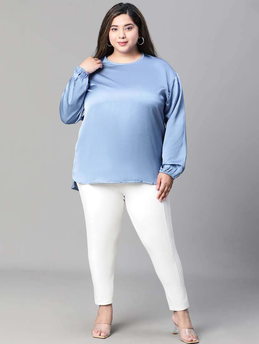 solid light blue plus size regular top - 20847827 -  Standard Image - 4
