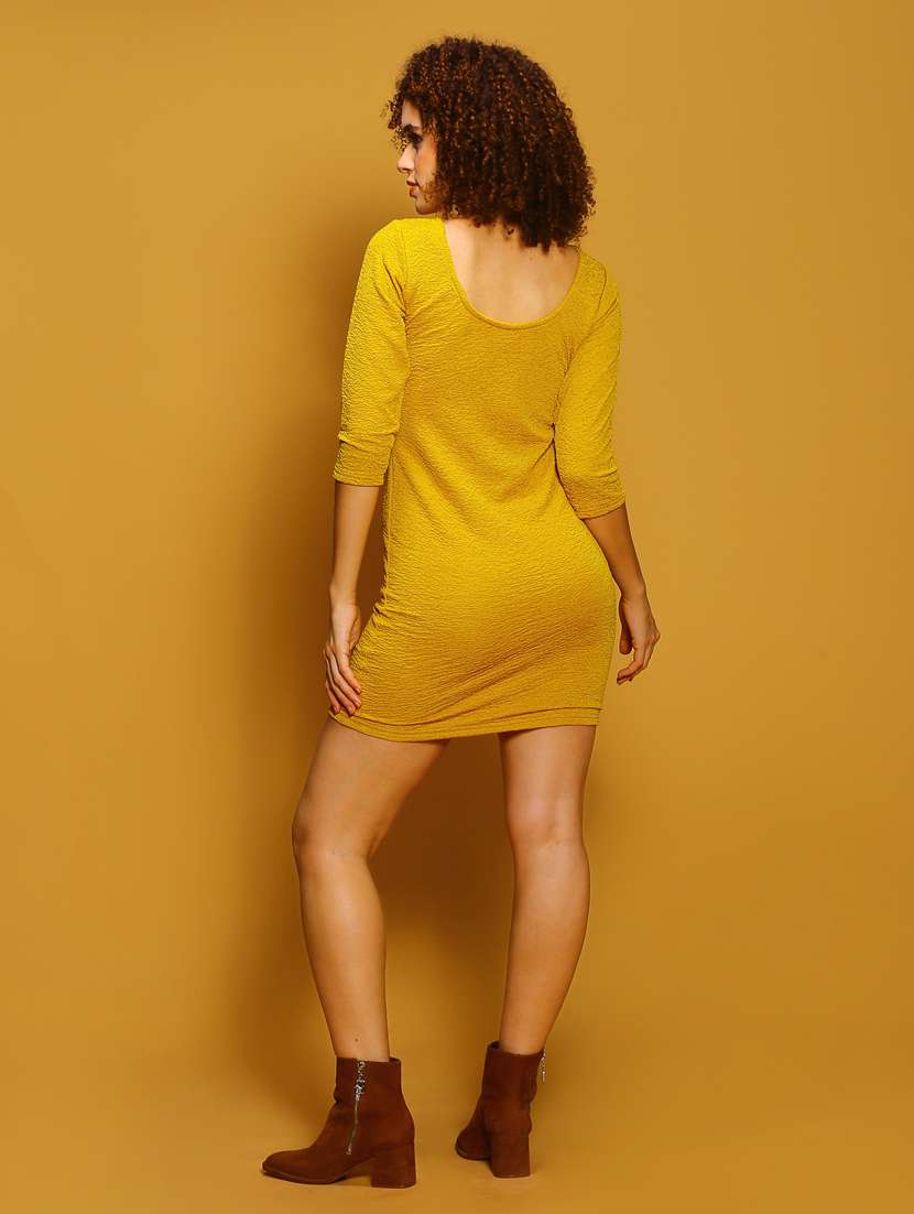 women mustard solid bodycon dress - 20847857 -  Standard Image - 4