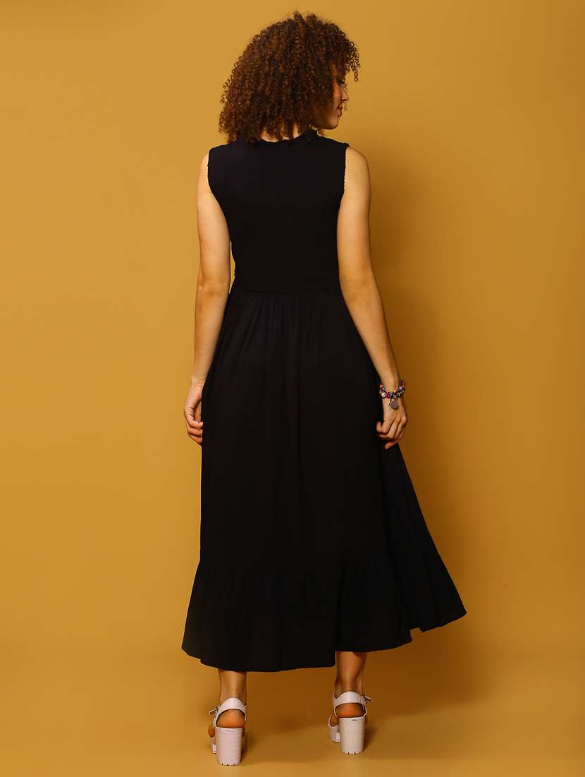 women black solid fit & flare dress - 20847864 -  Standard Image - 4