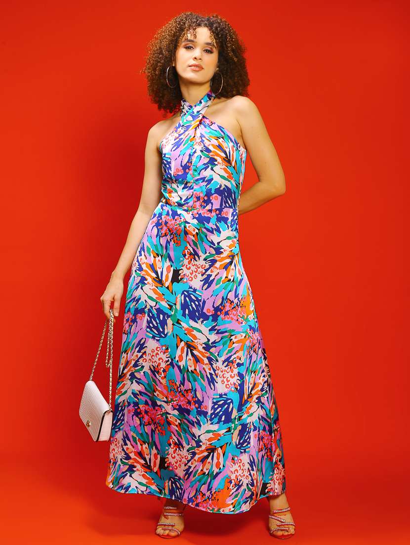 women multicolored printed fit & flare dress